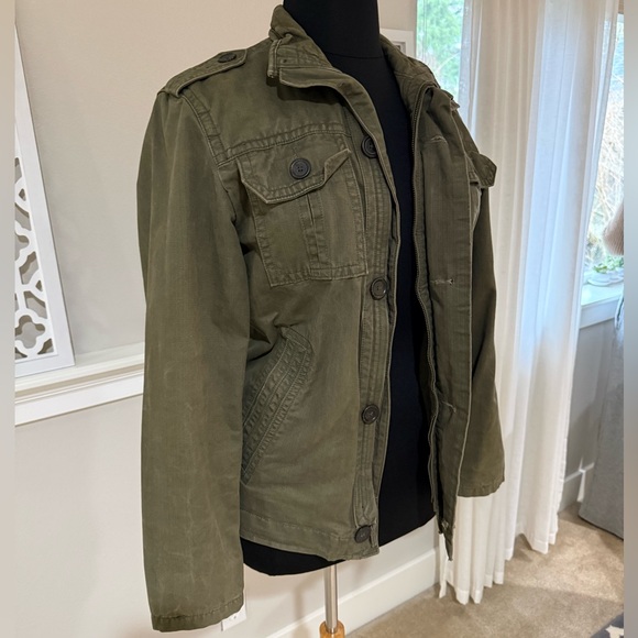 Military Style Jacket in Olive Green - Picture 2 of 11